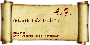 Adamik Fábián névjegykártya